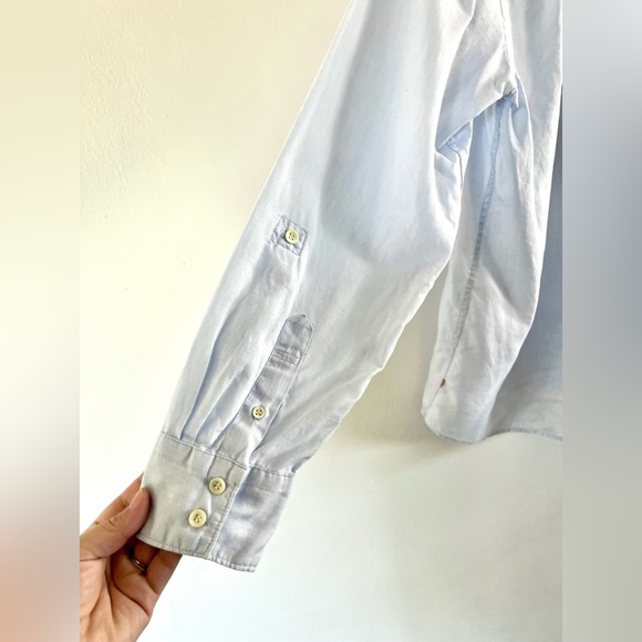 Quicksilver Light Blue Casual Button-Up 100% Linen Collared Shirt Size Medium - Picture 8 of 10